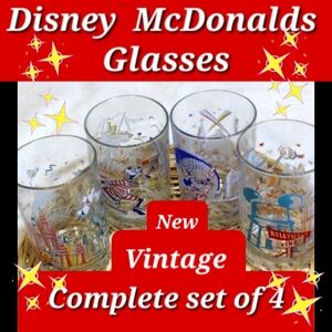 🌟DISNEY McDonalds and Disney Anniversary Glasses 4 count - Vintage